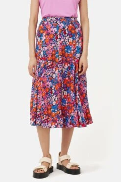 Jigsaw Pink Rave Floral Midi Skirt