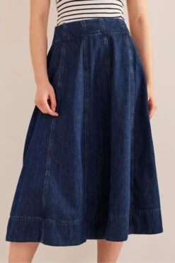 Boden Blue Denim Paneled Skirt