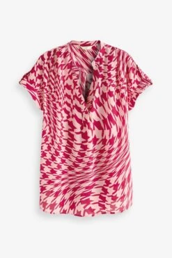 Next Overhead Longline Short Sleeve V-Neck Blouse -Outlet Mode Zyra Store C28 102s5