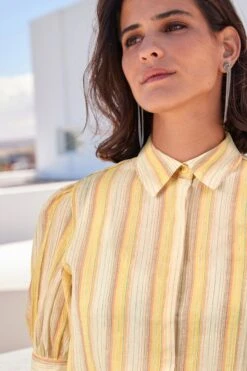 Next Yellow And Cream Metallic Stripe Short Sleeve Shirt 10 Next Yellow And Cream Metallic Stripe Short Sleeve Shirt -Outlet Mode Zyra Store C33 273s4