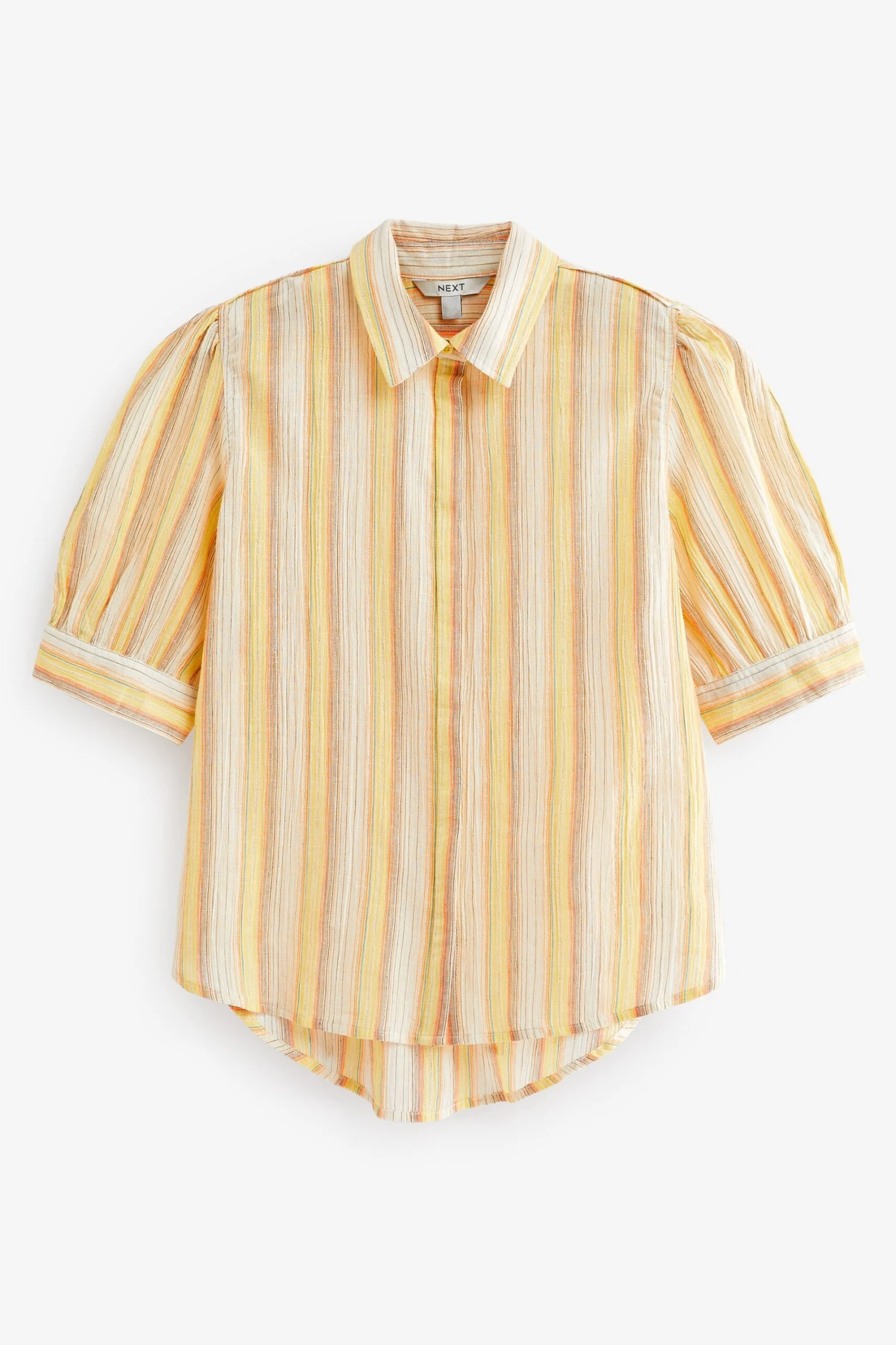 Next Yellow And Cream Metallic Stripe Short Sleeve Shirt 7 Next Yellow And Cream Metallic Stripe Short Sleeve Shirt - Image 5