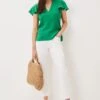 Phase Eight Green Efa V-Neck Linen Blouse -Outlet Mode Zyra Store C42033s