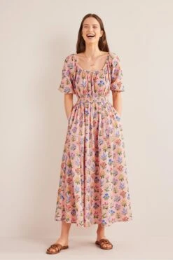 Boden Pink Scoop Neck Midi Dress