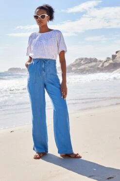 Next Lyocell Tie Waist Wide Leg Trousers