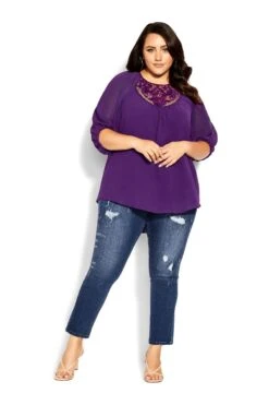 City Chic Purple Lace Love Top