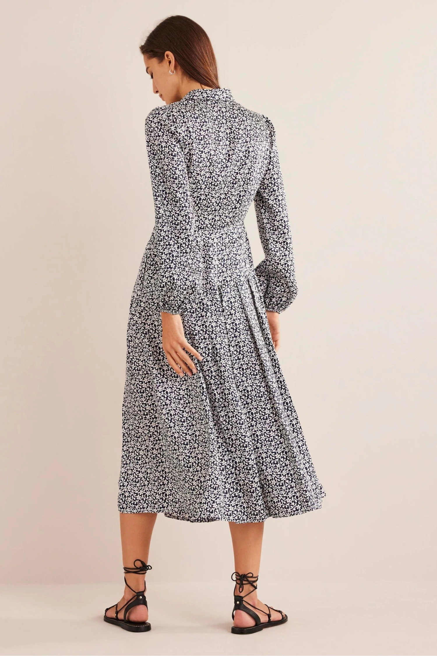 Boden Blue Pleated Skirt Midi Shirt Dress 4 Boden Blue Pleated Skirt Midi Shirt Dress - Image 2