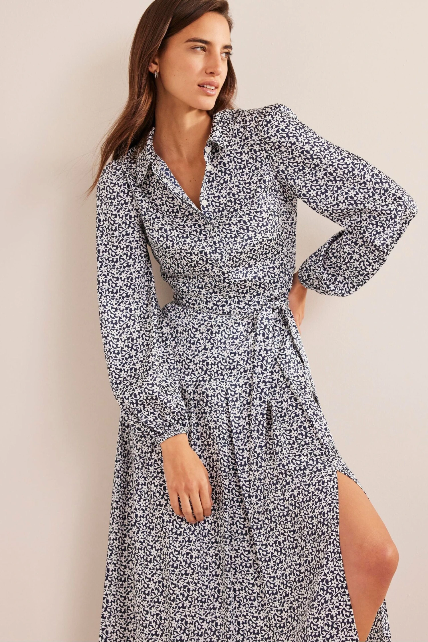 Boden Blue Pleated Skirt Midi Shirt Dress 5 Boden Blue Pleated Skirt Midi Shirt Dress - Image 3