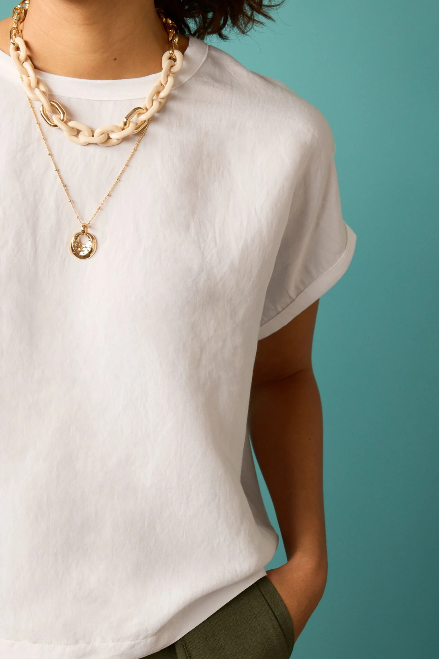 Next Short Sleeve Cupro Woven Mix Boxy T-Shirt 6 Next Short Sleeve Cupro Woven Mix Boxy T-Shirt - Image 4