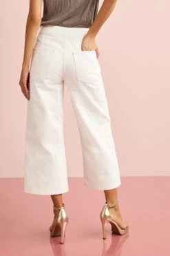 Next Button Detail Cropped Wide Leg Jeans -Outlet Mode Zyra Store C75 015s3