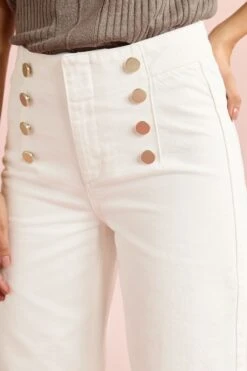 Next Button Detail Cropped Wide Leg Jeans -Outlet Mode Zyra Store C75 015s4