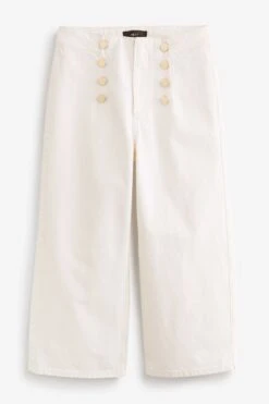 Next Button Detail Cropped Wide Leg Jeans -Outlet Mode Zyra Store C75 015s6