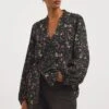 JD Williams Floral Print Volume Sleeve Black Blouse -Outlet Mode Zyra Store C91119s