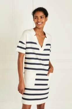 Next Short Sleeve Notch V-Neck Jersey Pocket Detail Dress