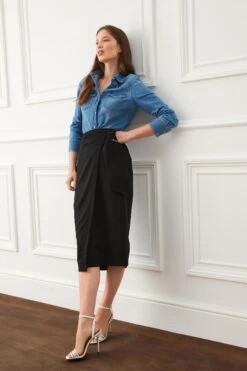 Next Pleat Front Midi Wrap Skirt