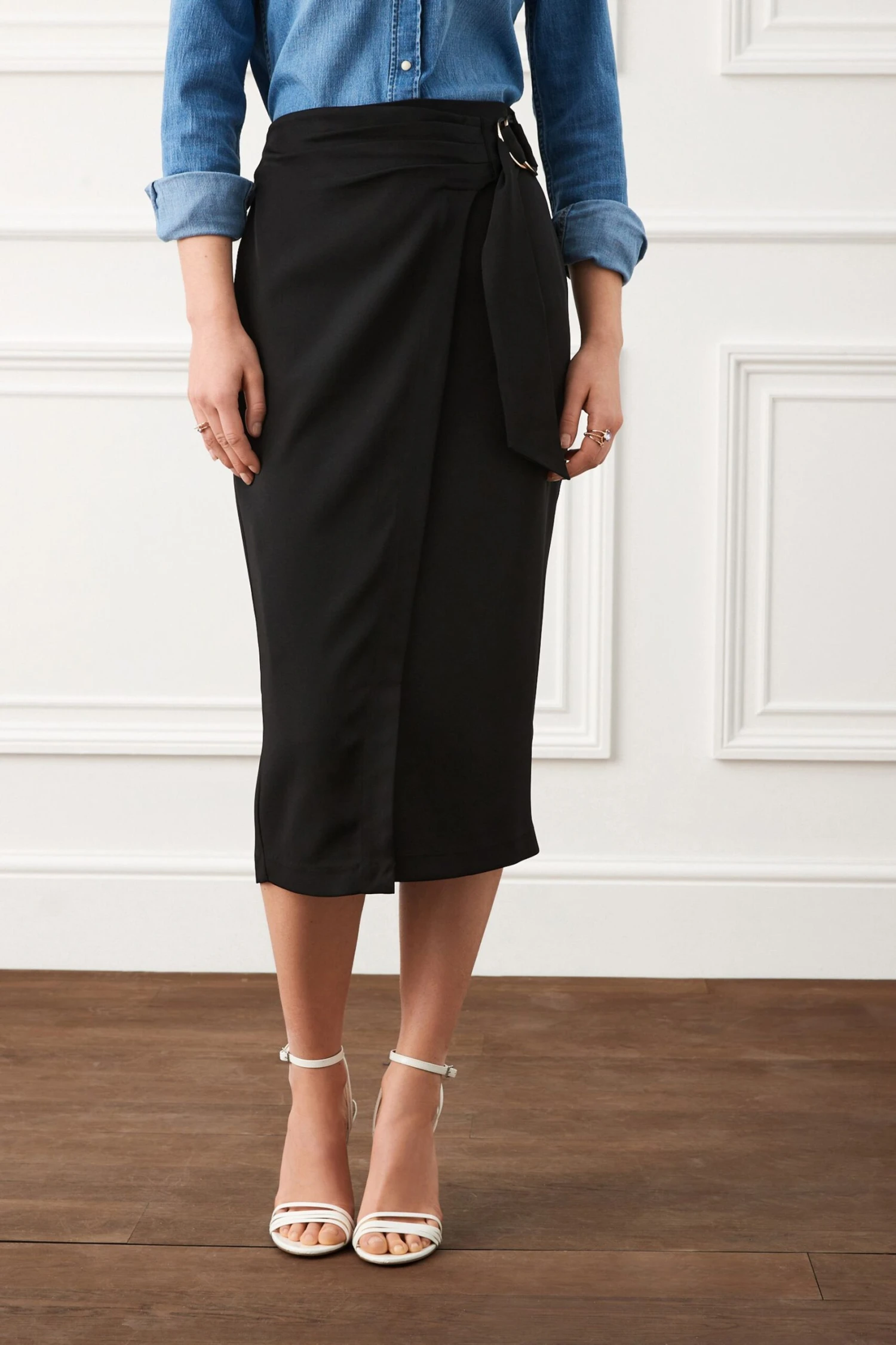 Next Pleat Front Midi Wrap Skirt 4 Next Pleat Front Midi Wrap Skirt - Image 2