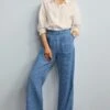 Next Blue Stripe Linen Blend Wide Leg Trousers -Outlet Mode Zyra Store D16 578s
