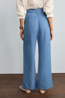 Next Blue Stripe Linen Blend Wide Leg Trousers 11 Next Blue Stripe Linen Blend Wide Leg Trousers -Outlet Mode Zyra Store D16 578s4
