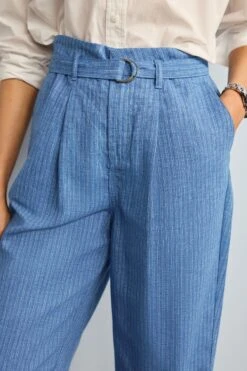 Next Blue Stripe Linen Blend Wide Leg Trousers 12 Next Blue Stripe Linen Blend Wide Leg Trousers -Outlet Mode Zyra Store D16 578s5
