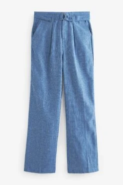 Next Blue Stripe Linen Blend Wide Leg Trousers 13 Next Blue Stripe Linen Blend Wide Leg Trousers -Outlet Mode Zyra Store D16 578s6