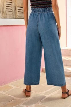 Next Elasticated Waist Wide Crop Trousers -Outlet Mode Zyra Store D16 641s3