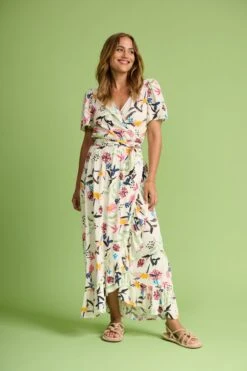 Pom Amsterdam White Garden Bloom Wrap Maxi Dress