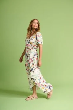 Pom Amsterdam White Garden Bloom Wrap Maxi Dress -Outlet Mode Zyra Store D27620s3