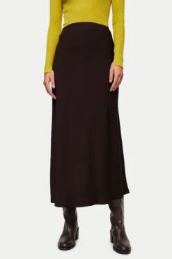 Jigsaw Brown Satin Bias Maxi Skirt