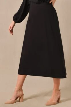 Live Unlimited Black Curve Jersey Midi Skirt