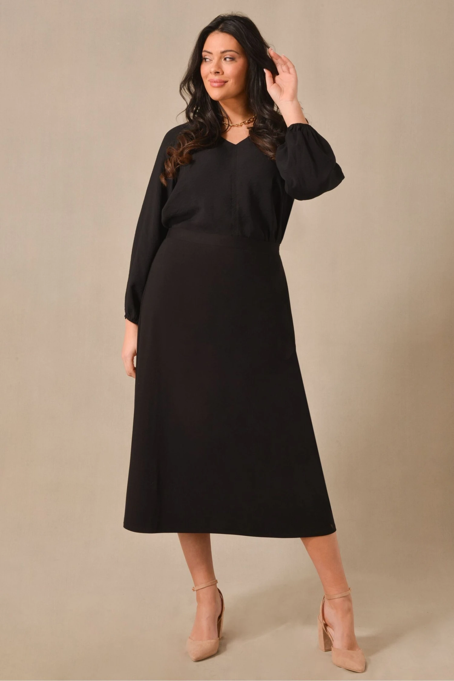 Live Unlimited Black Curve Jersey Midi Skirt 5 Live Unlimited Black Curve Jersey Midi Skirt - Image 3