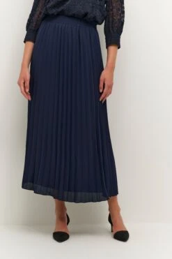 Kaffe Blue Gitta Midi Plisse Skirt