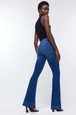 River Island Medium Blue High Rise Tummy Hold Wide Leg Jeans -Outlet Mode Zyra Store D53620s3