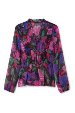 Another Sunday Pink Ruffle Front Floral Blouse -Outlet Mode Zyra Store D56708s4