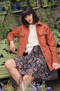 FatFace Kayleigh Blush Floral Black Skirt