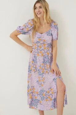 FatFace Purple Tania Meadow Midi Dress -Outlet Mode Zyra Store D57 774s4