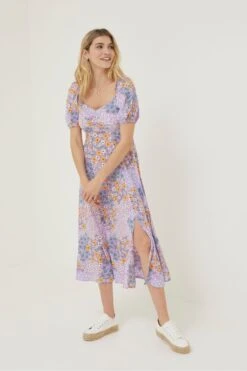 FatFace Purple Tania Meadow Midi Dress -Outlet Mode Zyra Store D57 774s6
