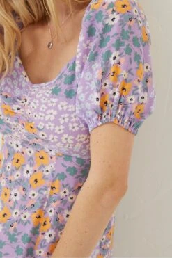 FatFace Purple Tania Meadow Midi Dress -Outlet Mode Zyra Store D57 774s8