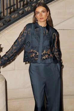 Next Premium Occasion Collared Lace Long Sleeve Shirt