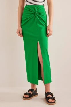 Boden Green Knot Detail Jersey Skirt