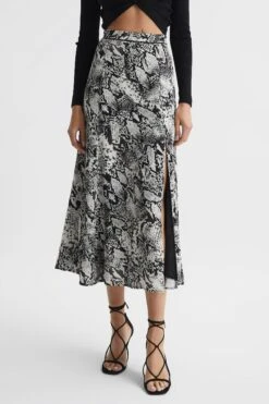 Reiss Katia Printed Slip Midi Skirt -Outlet Mode Zyra Store D60 336s4