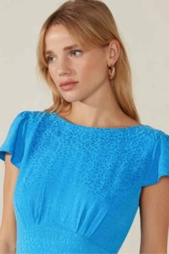 Ro&Zo Blue Phoebe Scoop Back Peplum Hem Dress -Outlet Mode Zyra Store D60120s3