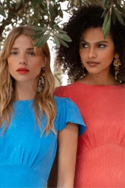 Ro&Zo Blue Phoebe Scoop Back Peplum Hem Dress -Outlet Mode Zyra Store D60120s6