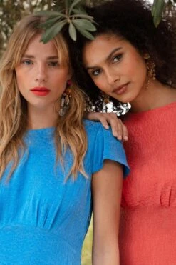 Ro&Zo Blue Phoebe Scoop Back Peplum Hem Dress -Outlet Mode Zyra Store D60120s9