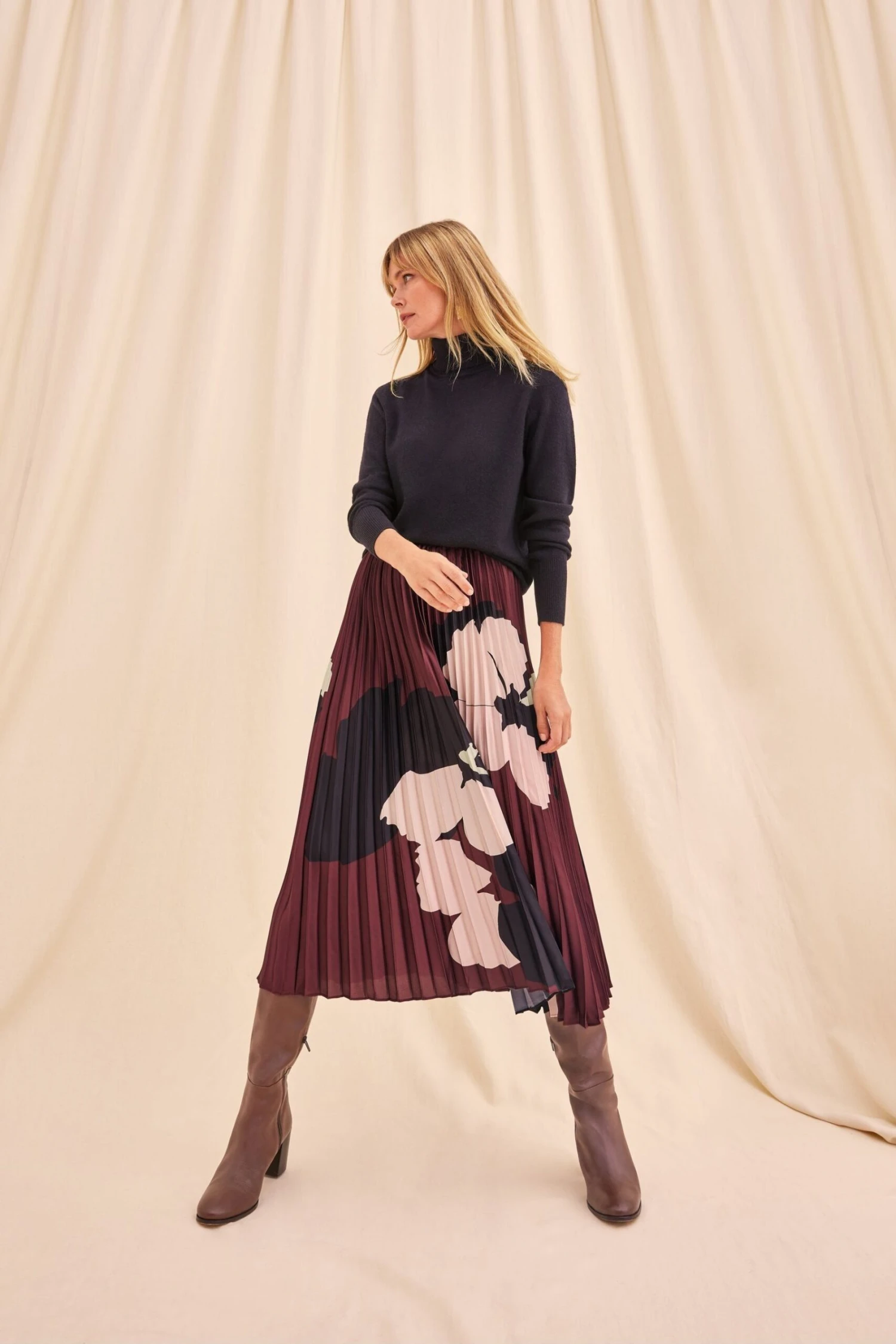 Phase Eight Purple Delanie Satin Pleated Skirt 3 Phase Eight Purple Delanie Satin Pleated Skirt