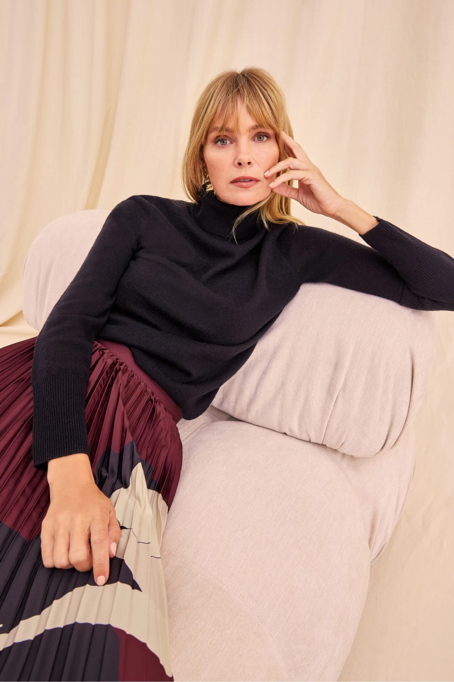 Phase Eight Purple Delanie Satin Pleated Skirt 4 Phase Eight Purple Delanie Satin Pleated Skirt - Image 2