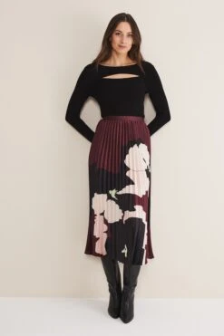 Phase Eight Purple Delanie Satin Pleated Skirt 12 Phase Eight Purple Delanie Satin Pleated Skirt -Outlet Mode Zyra Store D61093s3