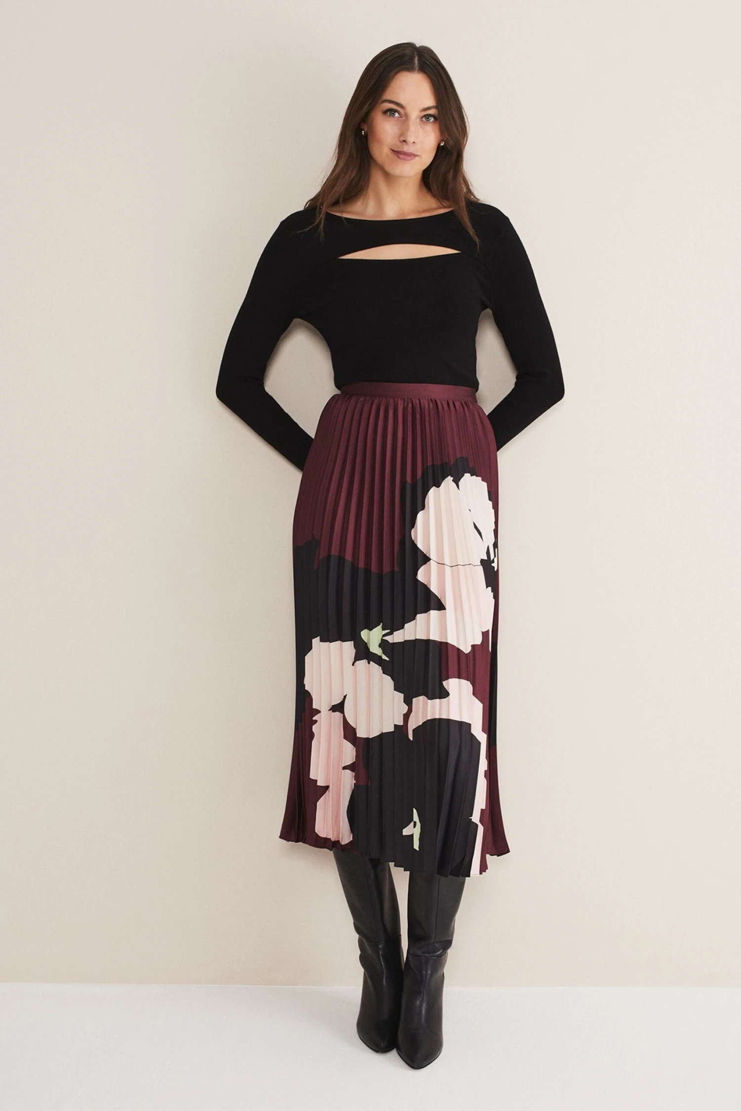 Phase Eight Purple Delanie Satin Pleated Skirt 5 Phase Eight Purple Delanie Satin Pleated Skirt - Image 3