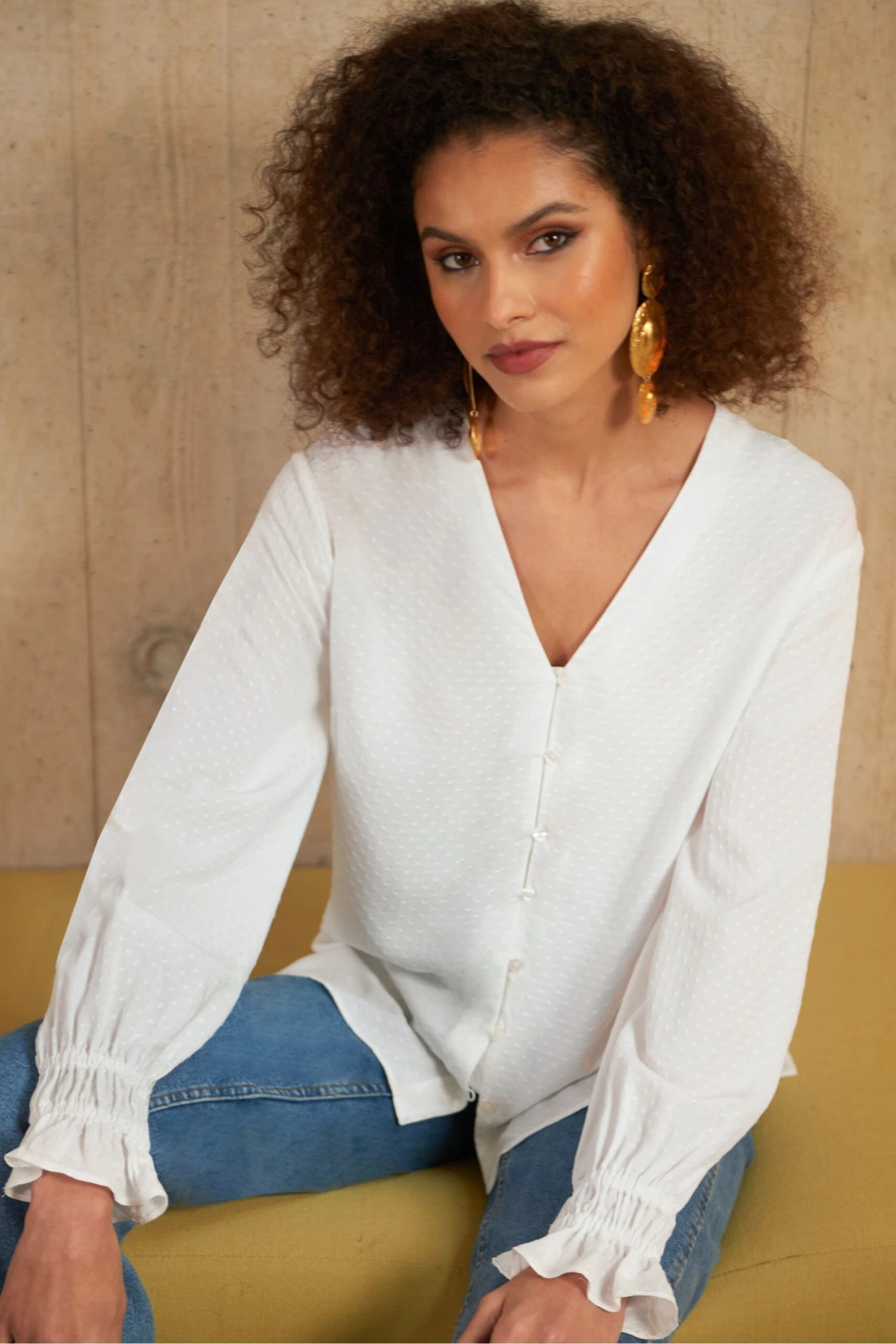 Ro&Zo White Button Detail Top 4 Ro&Zo White Button Detail Top - Image 2