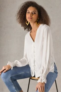 Ro&Zo White Button Detail Top 10 Ro&Zo White Button Detail Top -Outlet Mode Zyra Store D71779s3