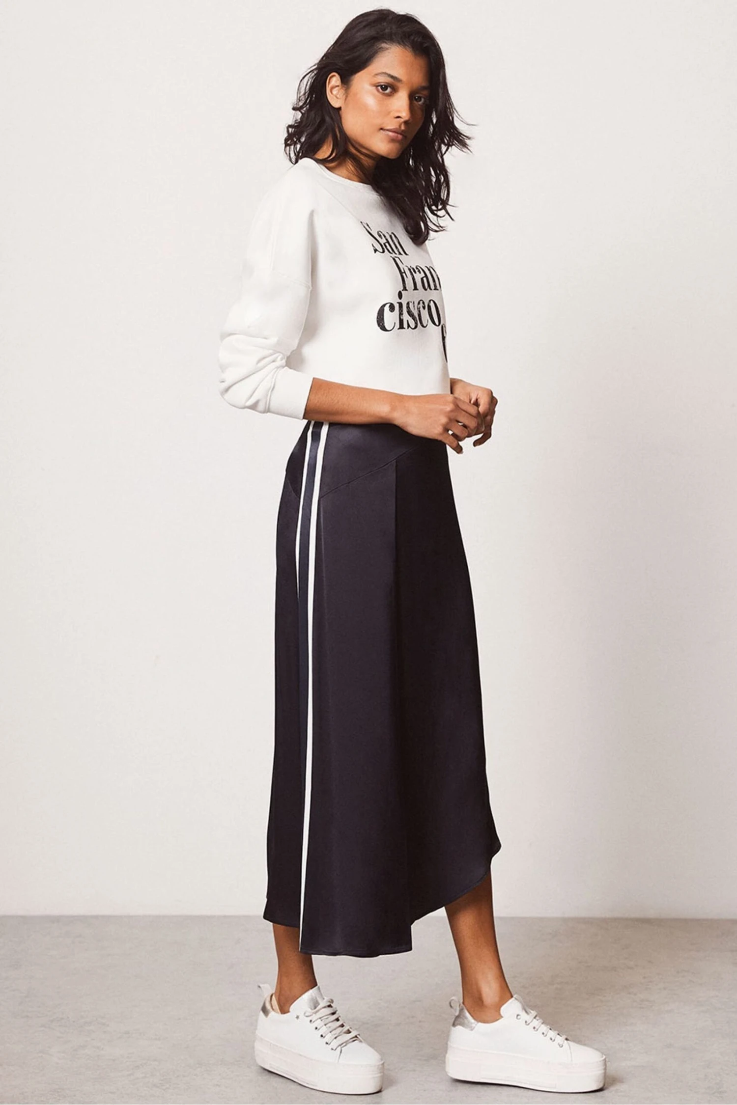 Mint Velvet Satin Stripe Midi Skirt 4 Mint Velvet Satin Stripe Midi Skirt - Image 2