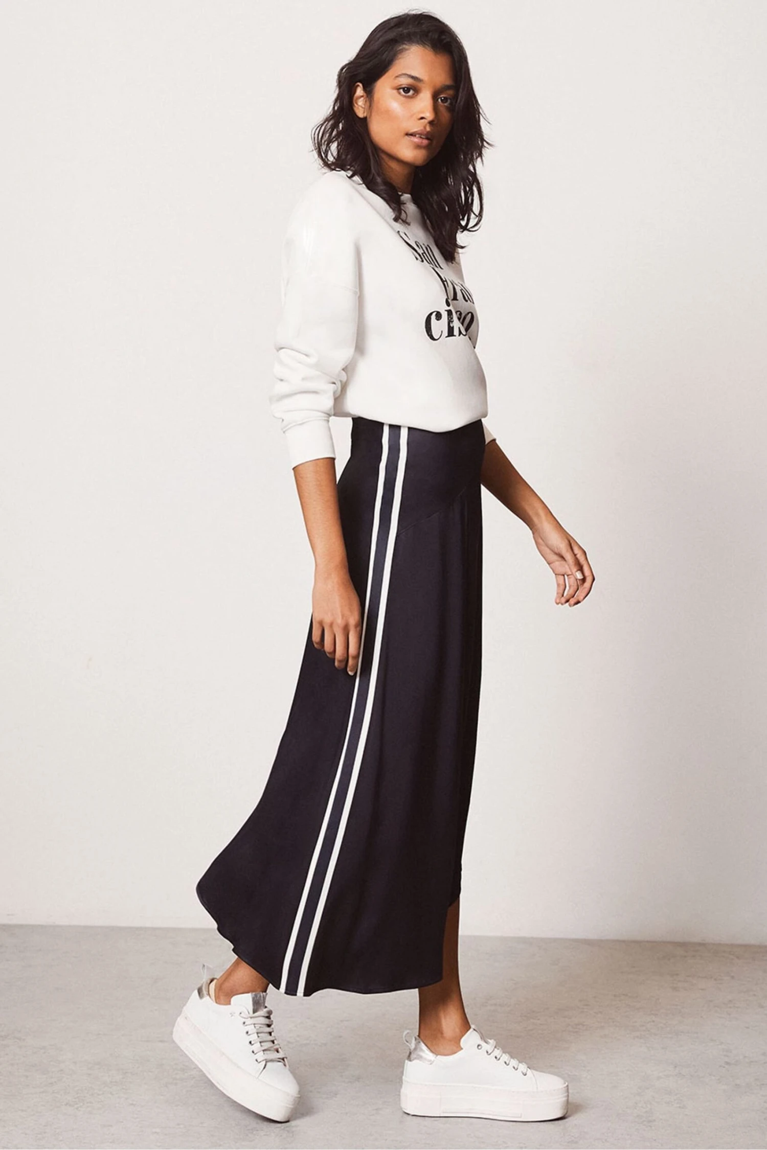 Mint Velvet Satin Stripe Midi Skirt 5 Mint Velvet Satin Stripe Midi Skirt - Image 3